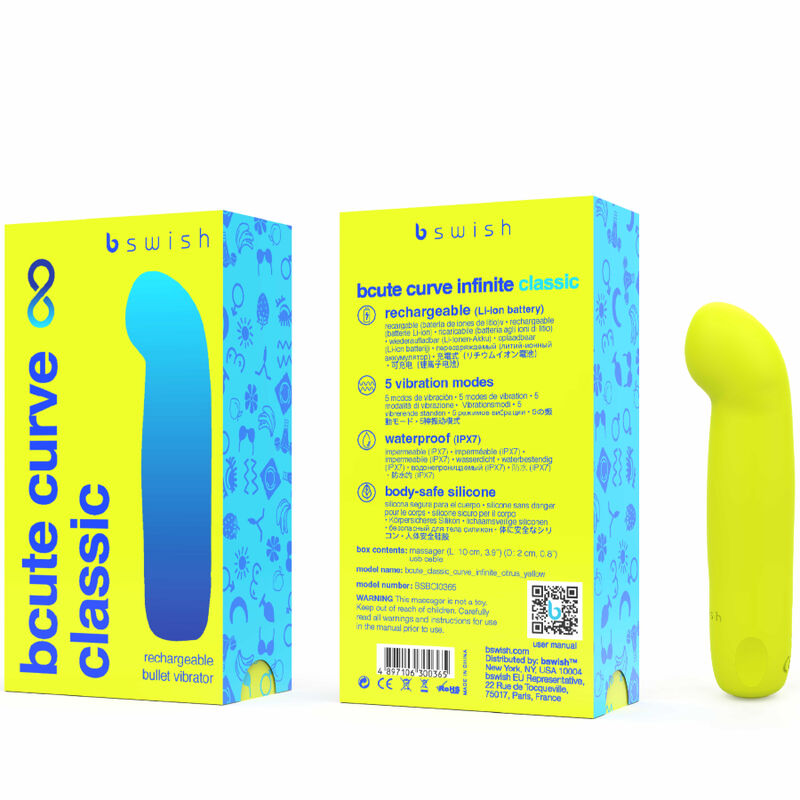 B Swish Bcute Curve Infinite Classic - Massaggiatore curvo, colore giallo - dettaglio