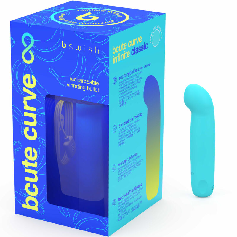 B Swish Bcute Curve Infinite Classic - Massaggiatore curvo, colore blu edizione limitata - nella confezione