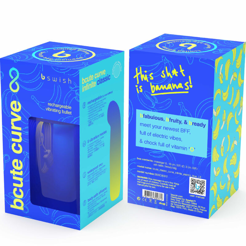 B Swish Bcute Curve Infinite Classic - Massaggiatore curvo, colore blu edizione limitata - in mano per le dimensioni