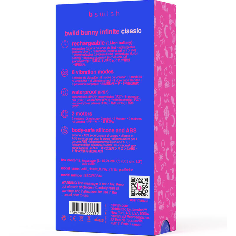 B Swish Bwild Bunny Infinite Classic - Massaggiatore doppio - in mano per le dimensioni