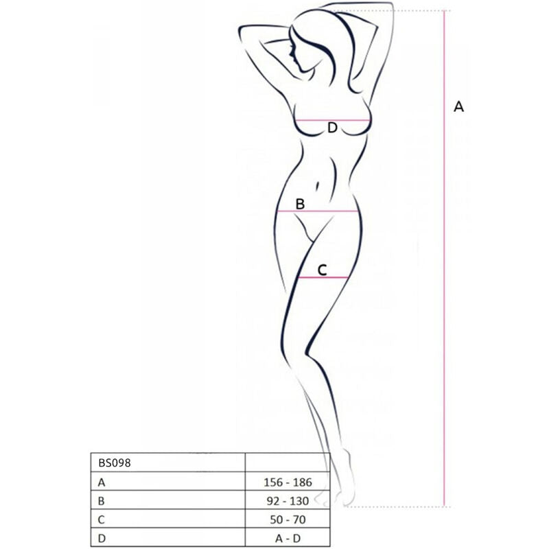 Passion Bs098 - Bodystocking, colore rosso - in mano per le dimensioni