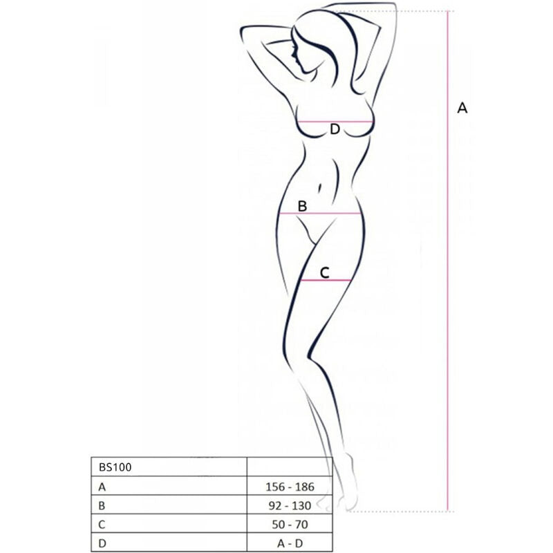 Passion Bs100 - Bodystocking, colore bianco - in mano per le dimensioni