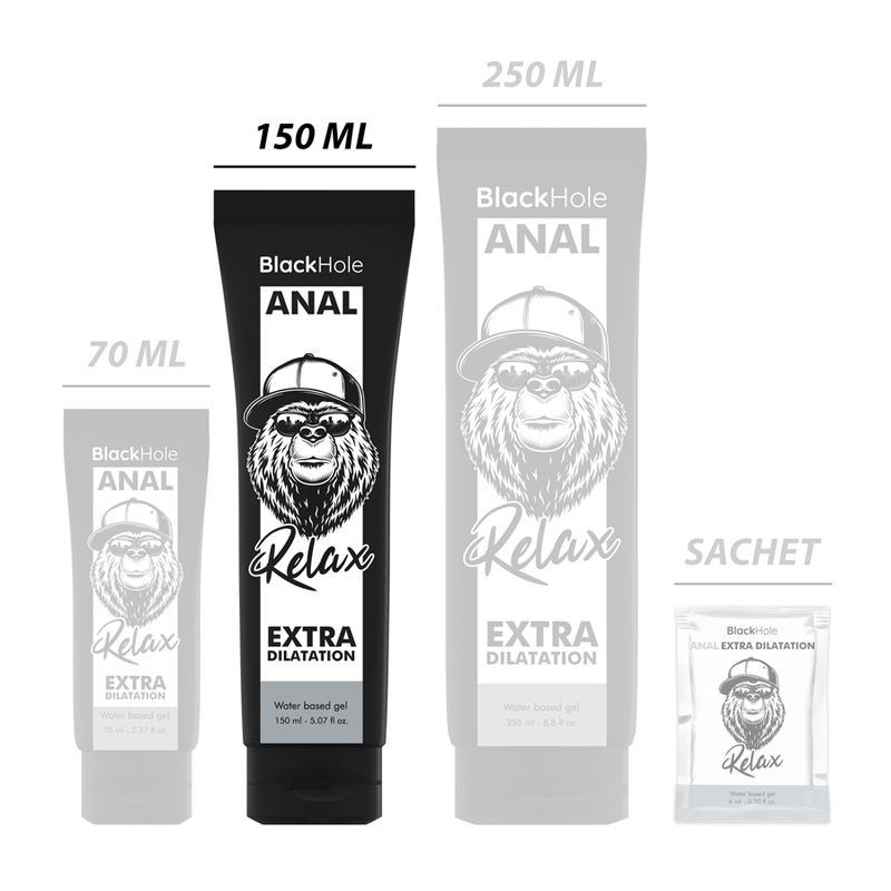 Black Hole Gel 150 ml - Lubrificante, kit da 3 - vista laterale