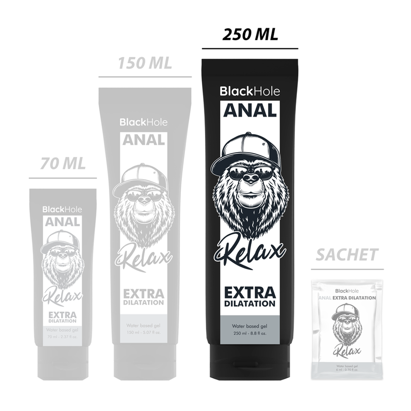 Black Hole Gel 250 ml - Lubrificante, kit da 3 - vista laterale