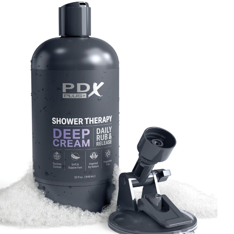 Pdx Plus Stroker Design Discreto - Dispositivo per uomo, colore bottiglia crema profonda - in mano per le dimensioni