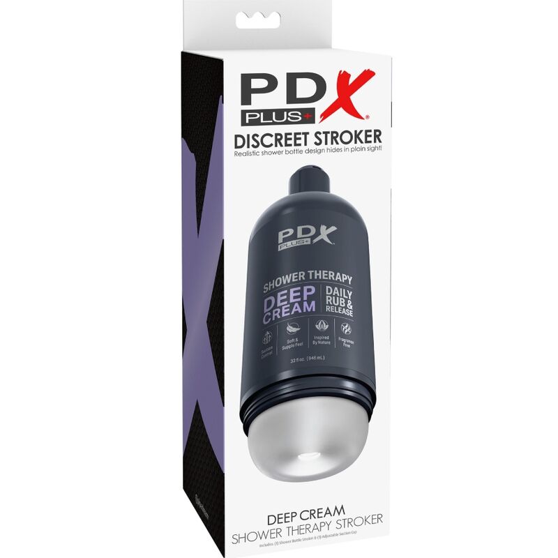 Pdx Plus Stroker Design Discreto - Dispositivo per uomo, colore bottiglia crema profonda - retro
