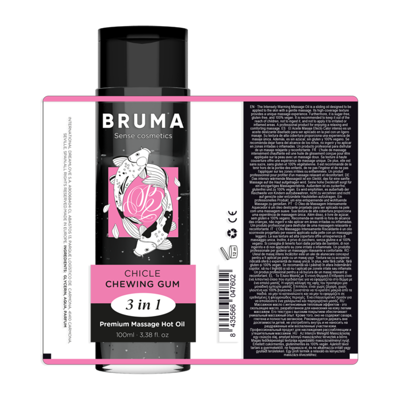 Bruma Premium Effetto Calore Sapore Gomma 3 100 ml - Olio da massaggio, kit da 3 - retro