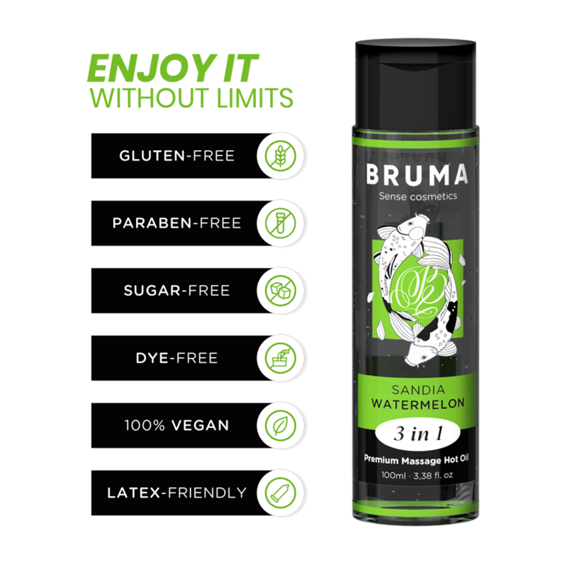 Bruma Premium Effetto Calore Sapore Anguria 3 100 ml - Olio da massaggio, kit da 3 - dettaglio