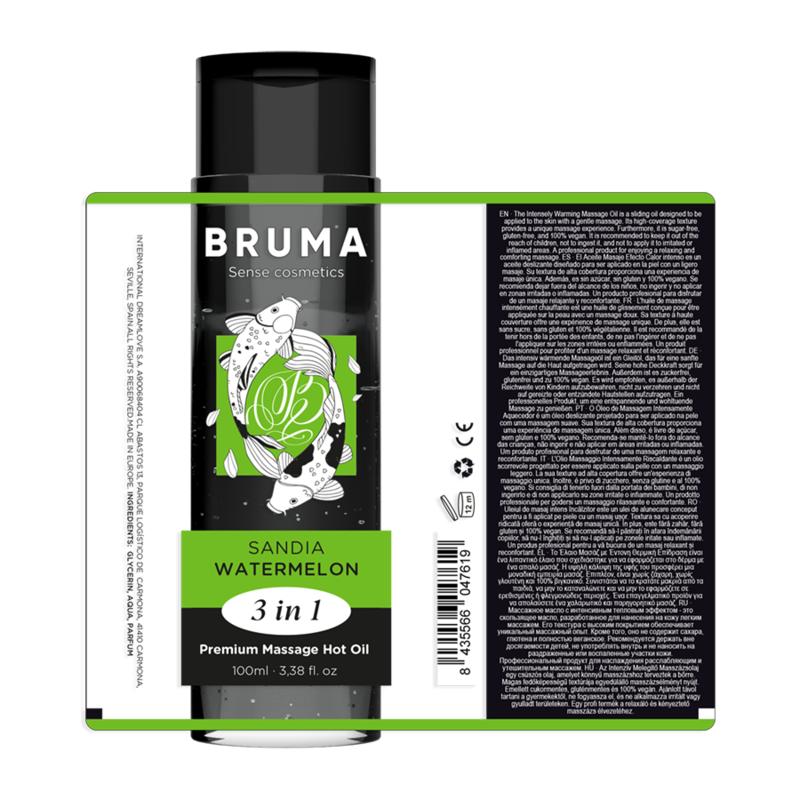 Bruma Premium Effetto Calore Sapore Anguria 3 100 ml - Olio da massaggio, kit da 3 - retro