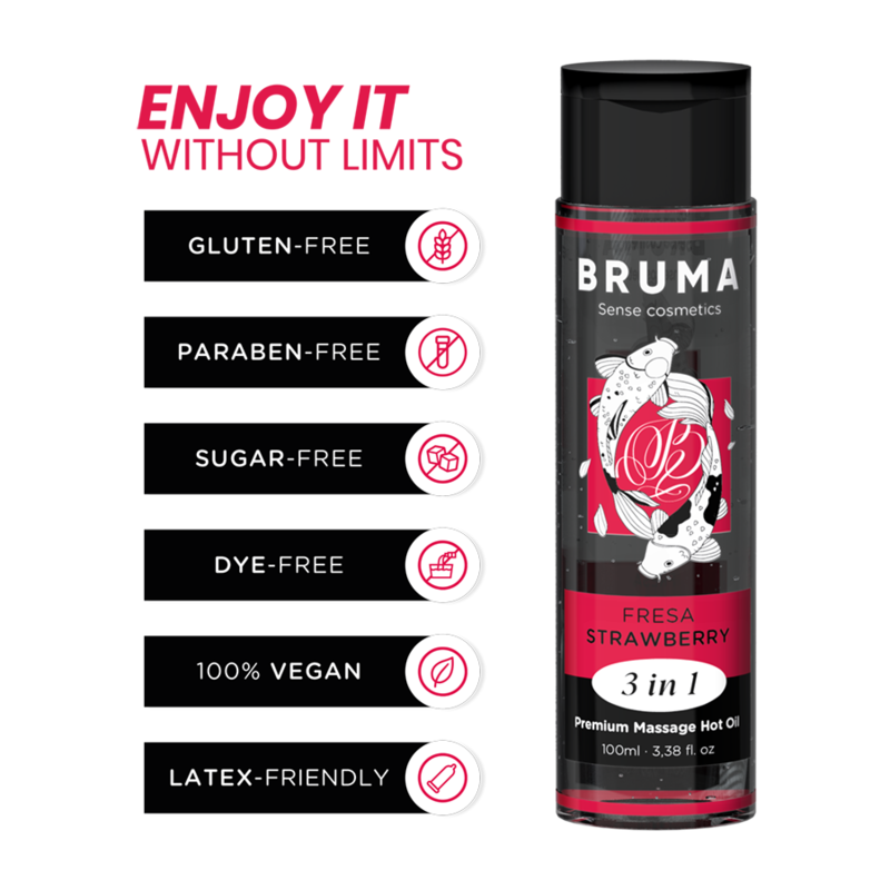 Bruma Premium Effetto Calore Sapore Fragola 3 100 ml - Olio da massaggio, kit da 3 - dettaglio