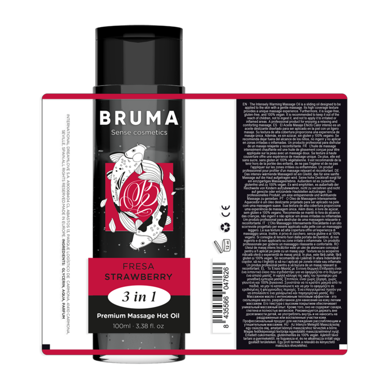 Bruma Premium Effetto Calore Sapore Fragola 3 100 ml - Olio da massaggio, kit da 3 - retro
