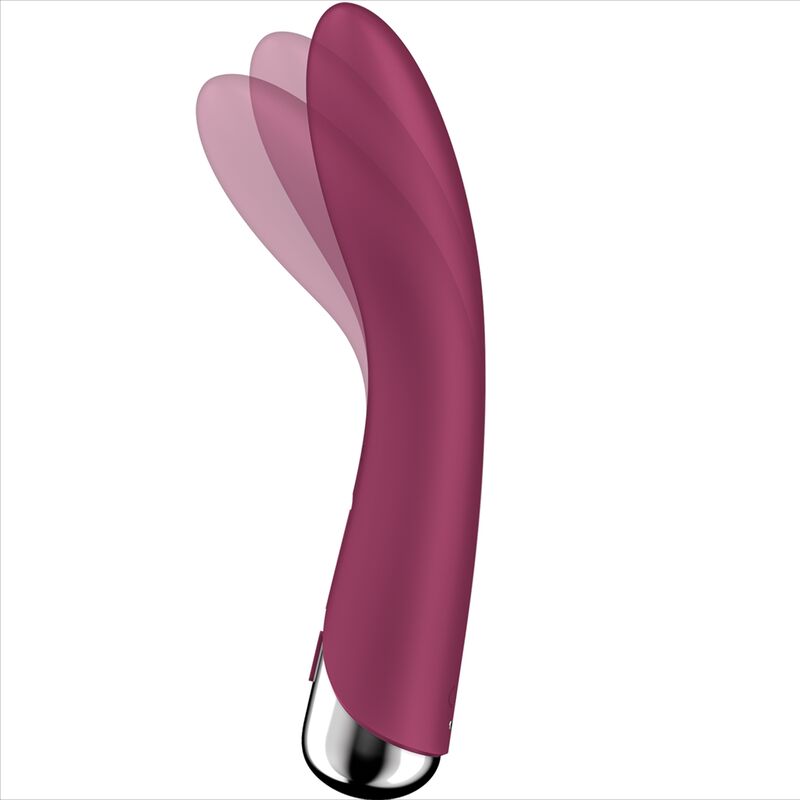 Satisfyer Rotatore Spinning Vibe 1 - Massaggiatore curvo, colore rosso - in mano per le dimensioni