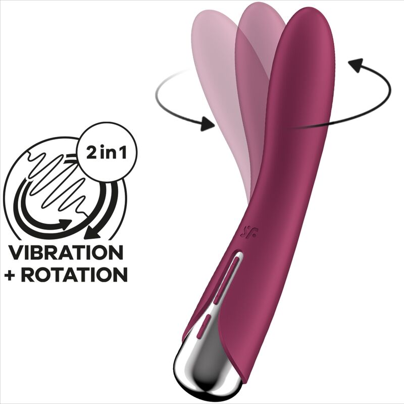 Satisfyer Rotatore Spinning Vibe 1 - Massaggiatore curvo, colore rosso - retro