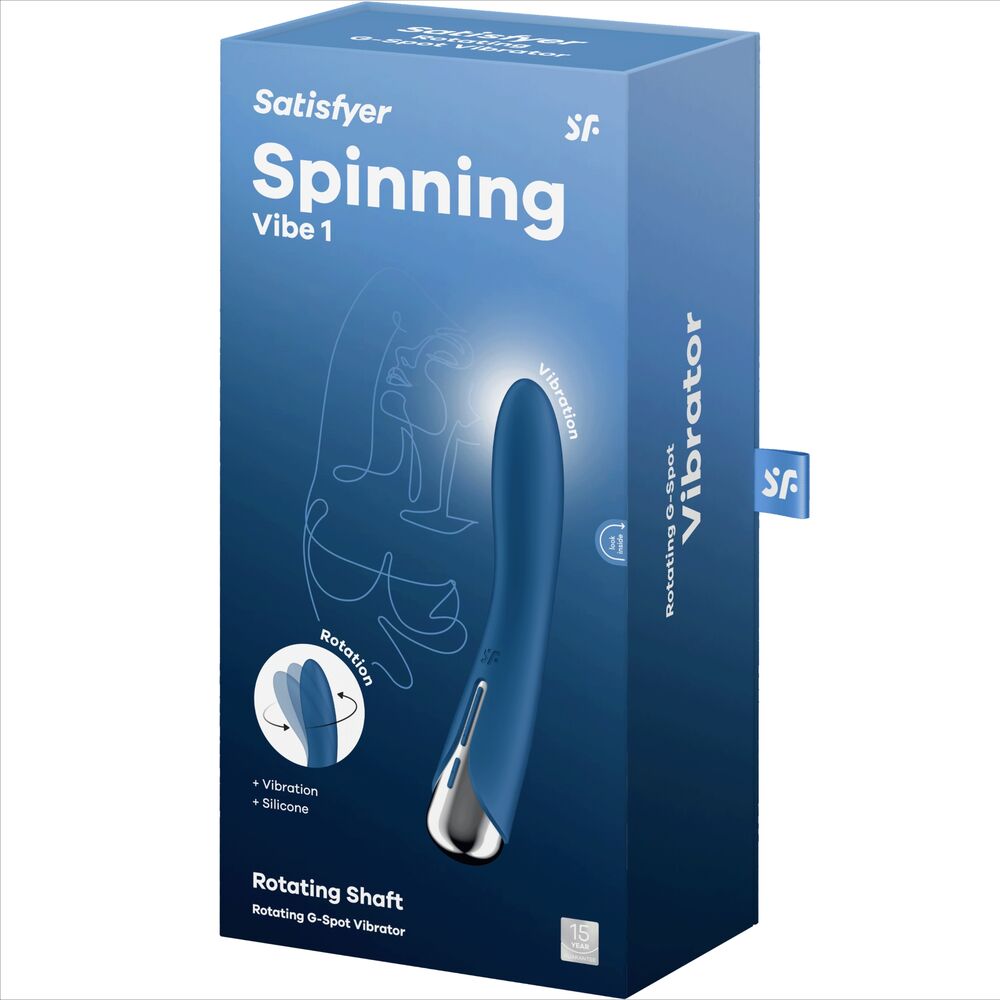 Satisfyer Rotatore Spinning Vibe 1 - Massaggiatore curvo, colore blu - vista frontale