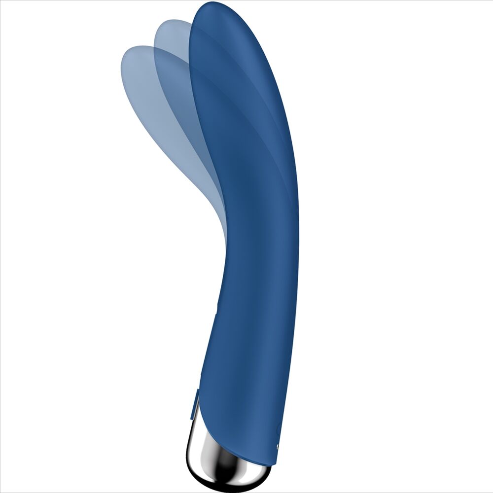 Satisfyer Rotatore Spinning Vibe 1 - Massaggiatore curvo, colore blu - in mano per le dimensioni