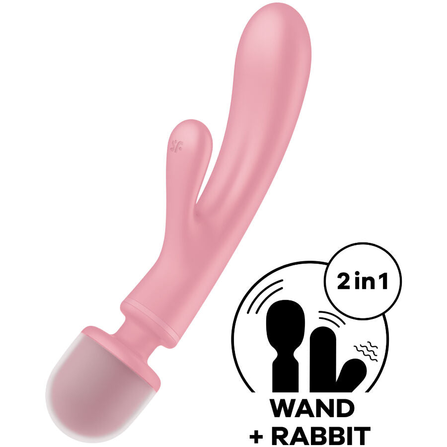 Satisfyer Triple Lover - Massaggiatore wand, colore rosa - retro