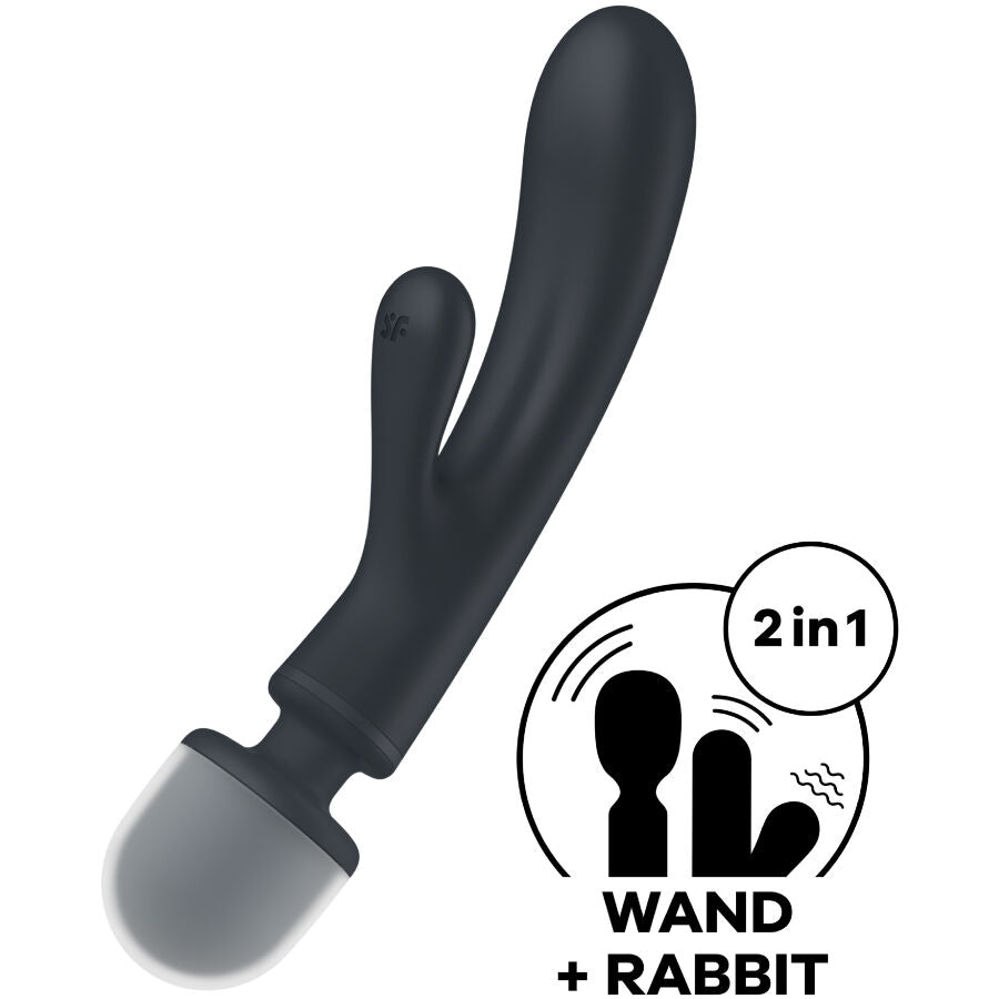 Satisfyer Triple Lover - Massaggiatore wand, colore grigio - retro