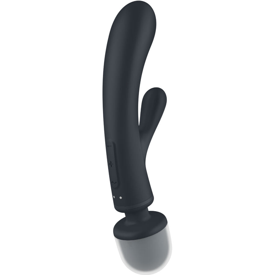 Satisfyer Triple Lover - Massaggiatore wand, colore grigio - vista laterale