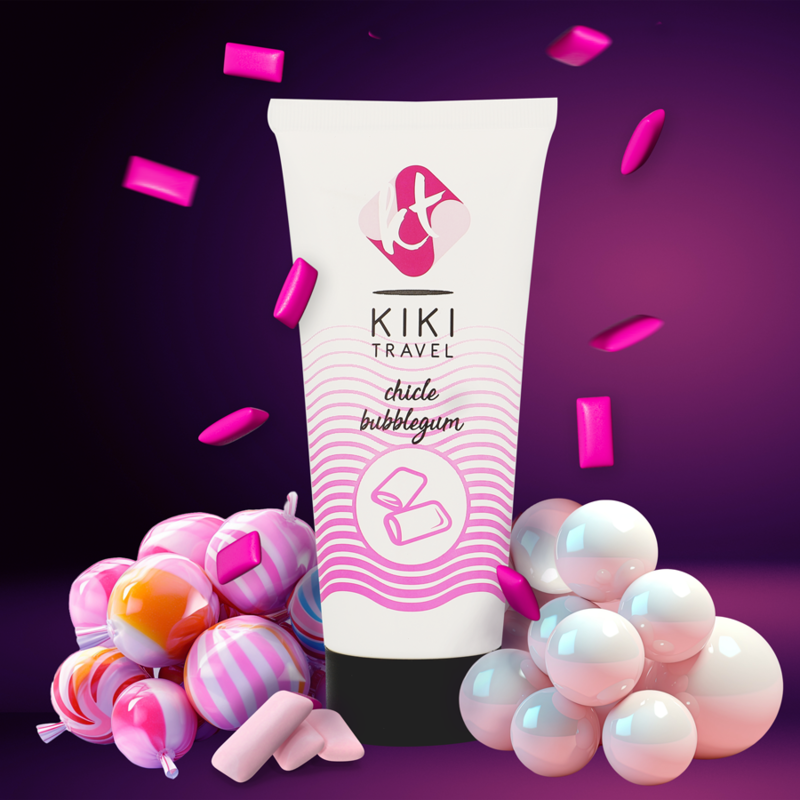 Kikí Travel Fragola Gum 50 ml - Lubrificante, kit da 3 - in mano per le dimensioni