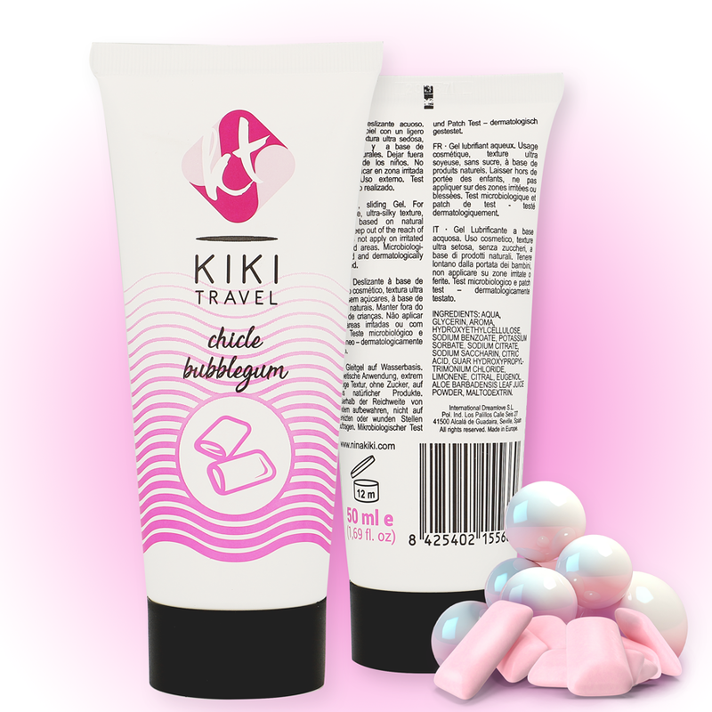 Kikí Travel Fragola Gum 50 ml - Lubrificante, kit da 3 - vista laterale