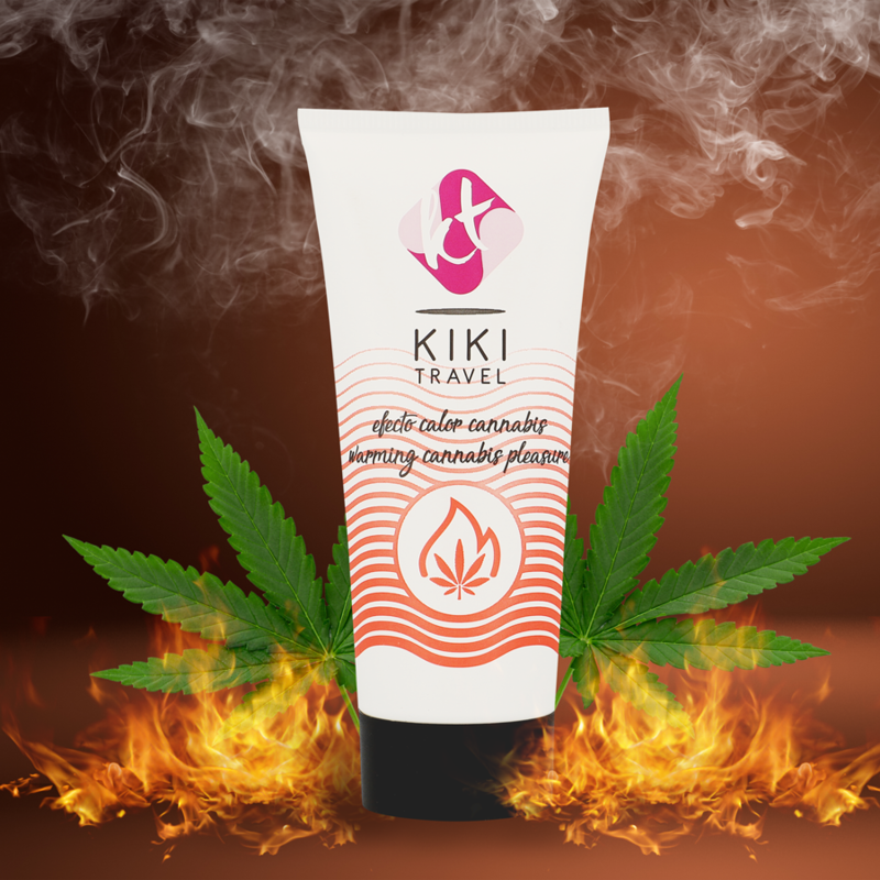 Kikí Travel Cannabis 50 ml - Lubrificante, kit da 3 - in mano per le dimensioni