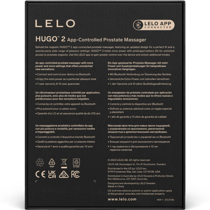 LELO Prostatico Hugo 2 - Accessorio intimo, colore nero - nella confezione