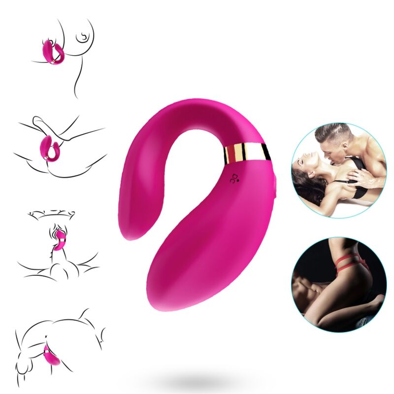 Armony Mezzaluna - Massaggiatore di coppia, colore fucsia - vista laterale