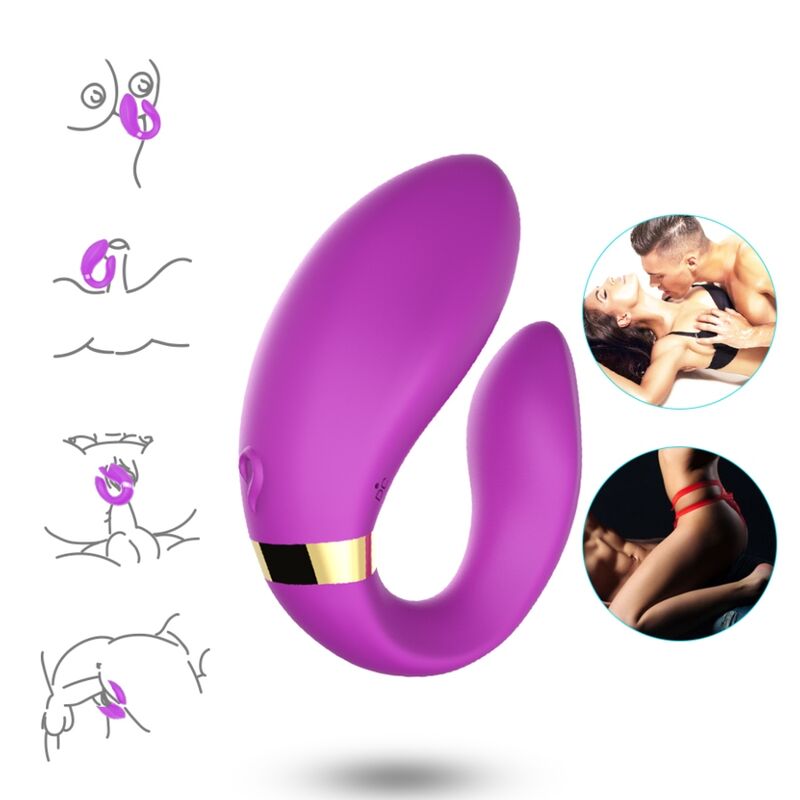 Armony Mezzaluna - Massaggiatore di coppia, colore viola - vista laterale