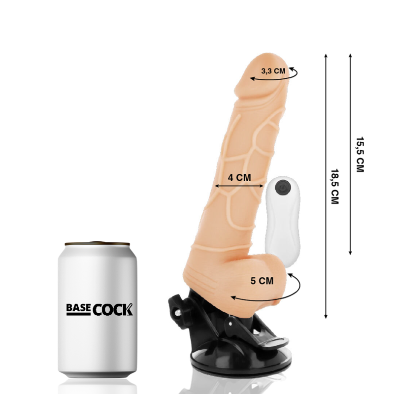 Basecock 18.5 CM O 4CM - Massaggiatore con telecomando, colore naturale - vista laterale