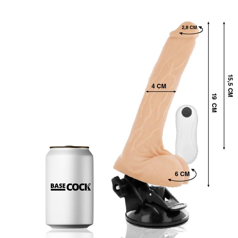 Basecock Naturale 19 CM O 4 CM - Massaggiatore con telecomando, colore naturale - vista laterale