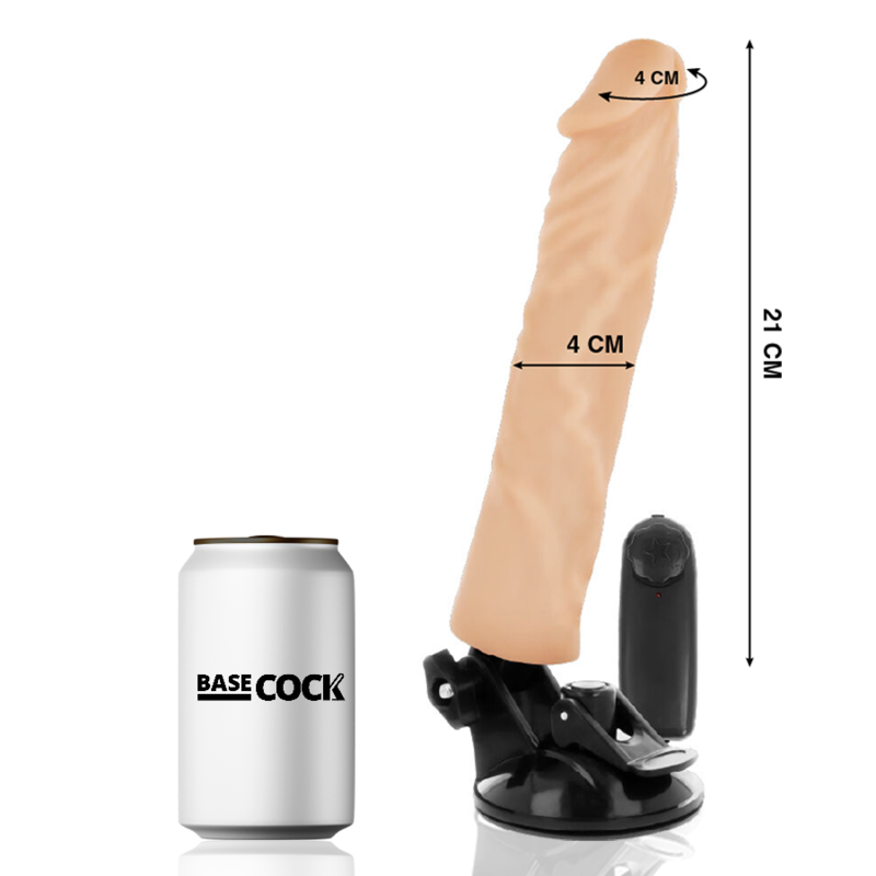 Basecock 21 CM O 4 CM - Massaggiatore con telecomando, colore naturale - vista laterale