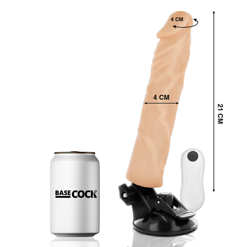 Basecock Naturale 21 CM O 4 CM - Massaggiatore con telecomando, colore naturale - vista laterale