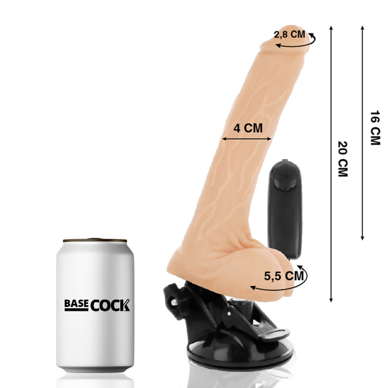 Basecock Testicoli 20 CM O 4 CM - Massaggiatore con telecomando, colore naturale - vista laterale