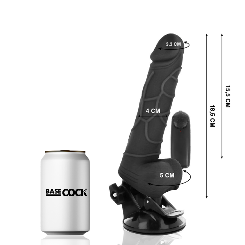 Basecock 18.5 CM O 4CM - Massaggiatore con telecomando, colore nero - vista laterale