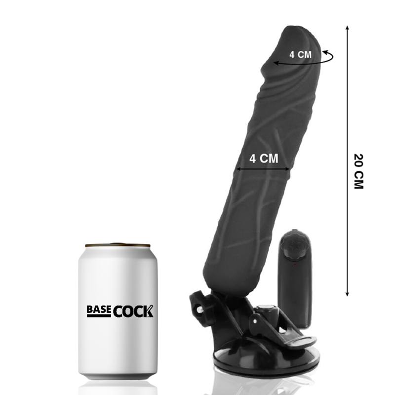 Basecock 20 CM O 4 CM - Massaggiatore con telecomando, colore nero - vista laterale
