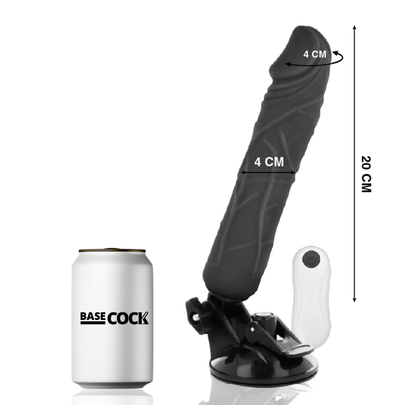 Basecock Flesh 20 CM O 4 CM - Massaggiatore con telecomando, colore nero - vista laterale