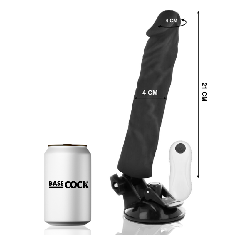 Basecock Naturale 21 CM O 4 CM - Massaggiatore con telecomando, colore nero - vista laterale