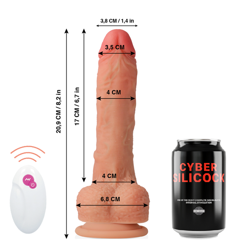 Cyber Silicock Master Huck 20.9 CM O 4 CM - Massaggiatore con telecomando - vista laterale