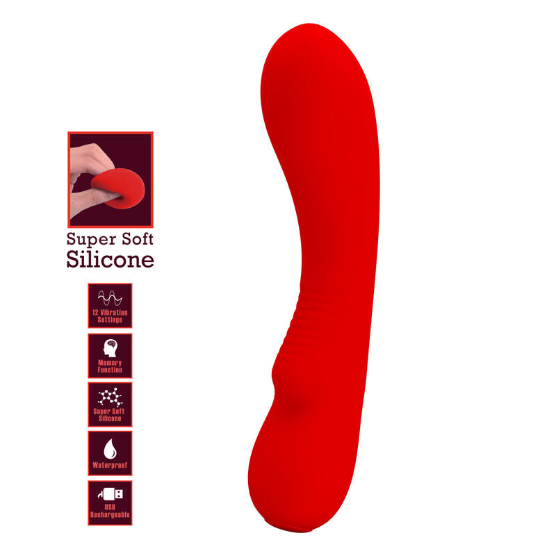 Pretty Love Prescott - Massaggiatore curvo, colore rosso - vista frontale