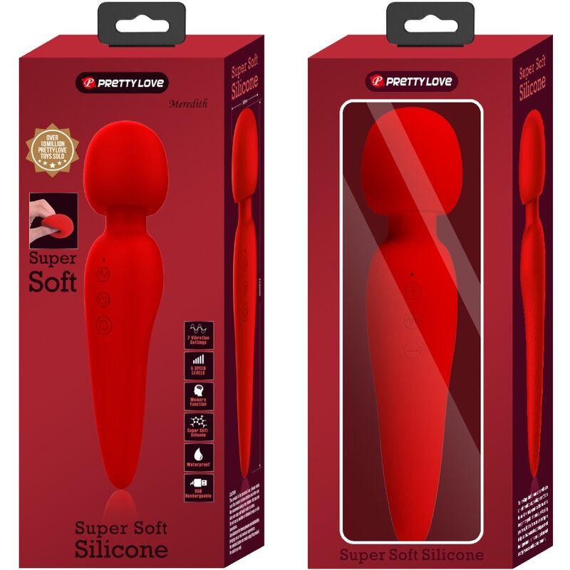 Pretty Love Meredith 12 Modalit - Massaggiatore wand, colore rosso - dettaglio
