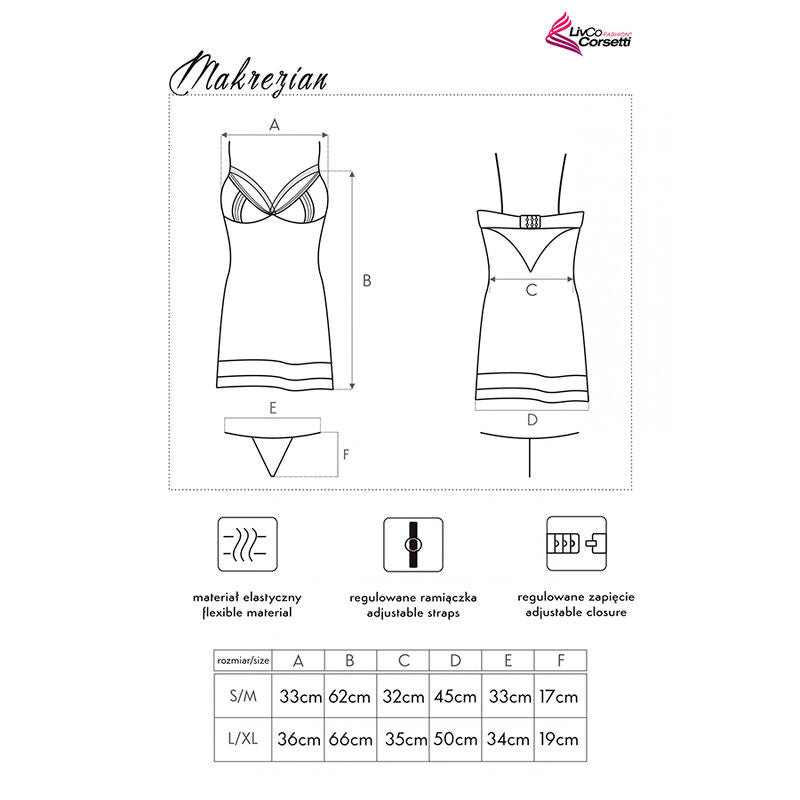 Livco Corsetti Fashion Makrezian LC 90545 Camicia + Panty - Completo intimo - in mano per le dimensioni