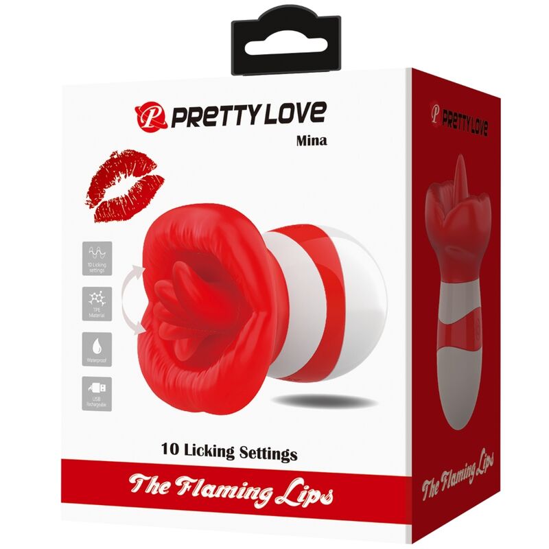 Pretty Love Mina - Massaggiatore esterno, colore lingua rosso chiaro - vista laterale