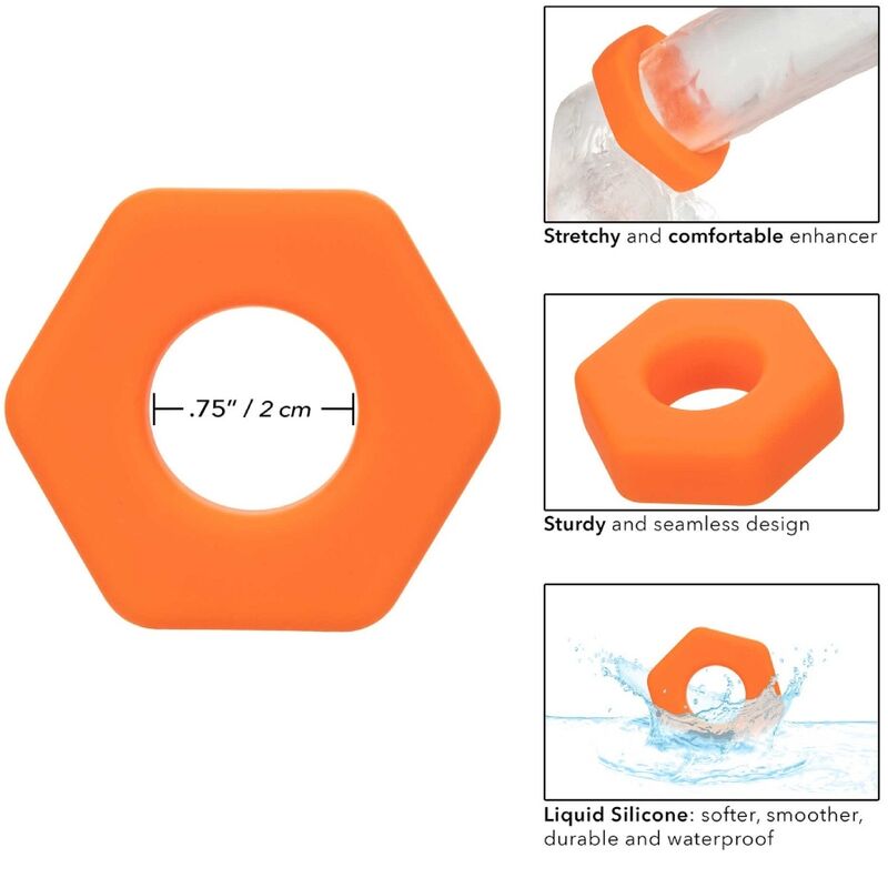 Calexotics Alpha - Anello per uomo, colore prolong sexagon arancione - vista frontale