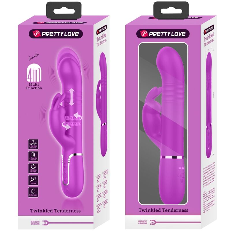 Pretty Love Perle Vibranti - Massaggiatore doppio, colore coale viola - nella confezione