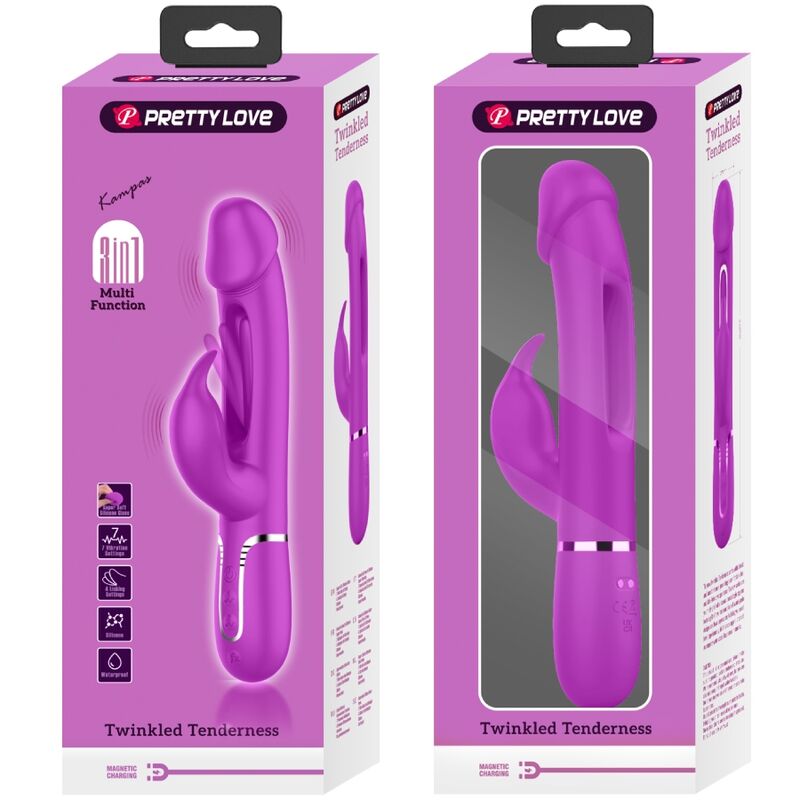 Pretty Love Dejon - Massaggiatore doppio, colore fucsia - in mano per le dimensioni