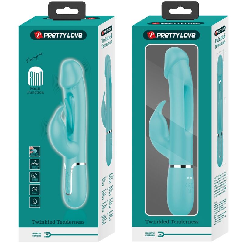 Pretty Love Dejon - Massaggiatore doppio, colore verde - in mano per le dimensioni