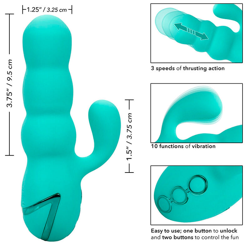 Calexotics Mar Diva Rabbir Aqua Green - Massaggiatore doppio - dettaglio