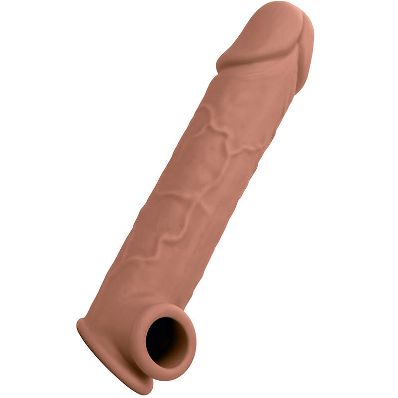 Calexotics Performance Maxx Life Like Extension 7 Pelle Marrone - Accessorio intimo, colore 8 marrone - in mano per le dimens
