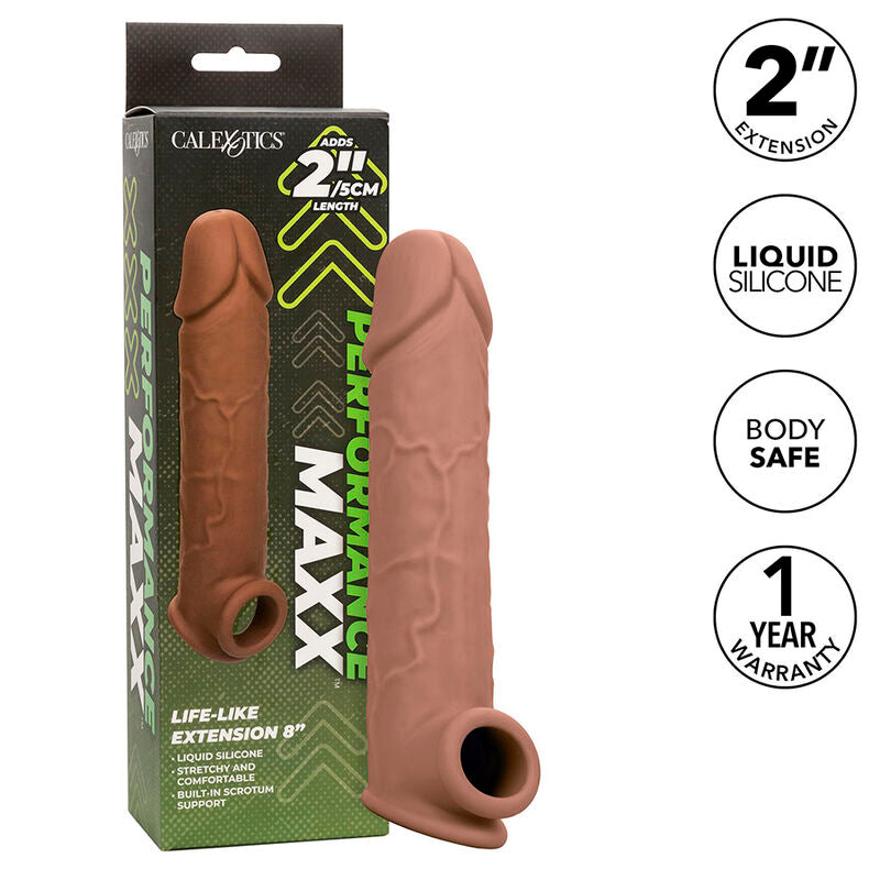 Calexotics Performance Maxx Life Like Extension 7 Pelle Marrone - Accessorio intimo, colore 8 marrone - vista laterale