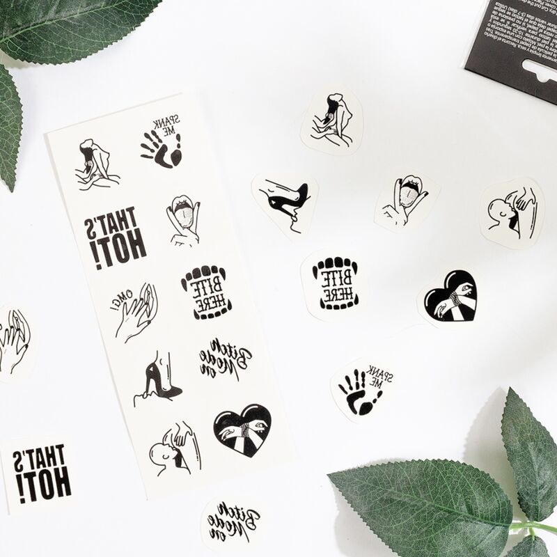 Secret Play 10 Tatuaggi Temporanei Collezione Kinky - Accessorio intimo - dettaglio